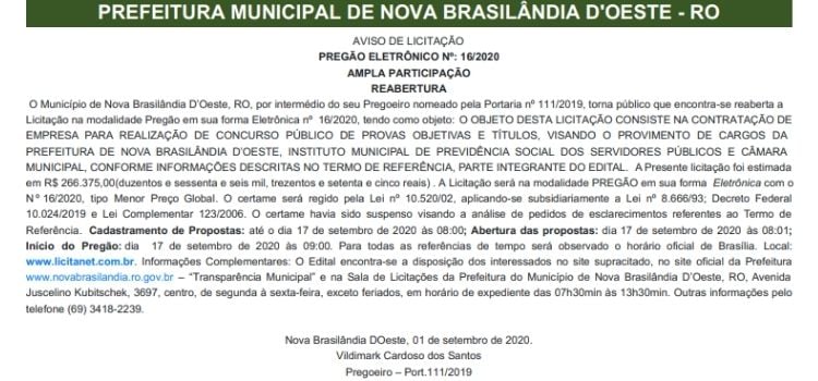 Prefeitura de Nova Brasilândia D' Oeste-RO - Construindo um Novo