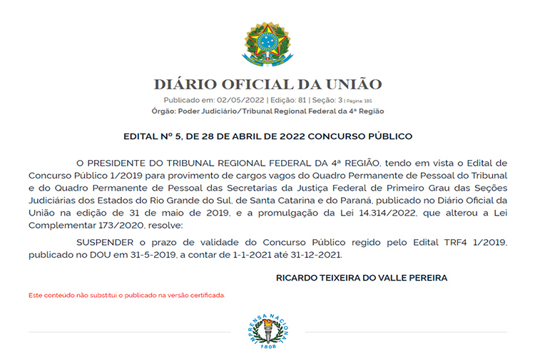 Edital n° 3 - Tribunal Regional Federal da 4ª Região