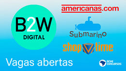 B2W: Submarino, Americanas e Shoptime têm mais de 290 oportunidades de emprego em junho de 2021