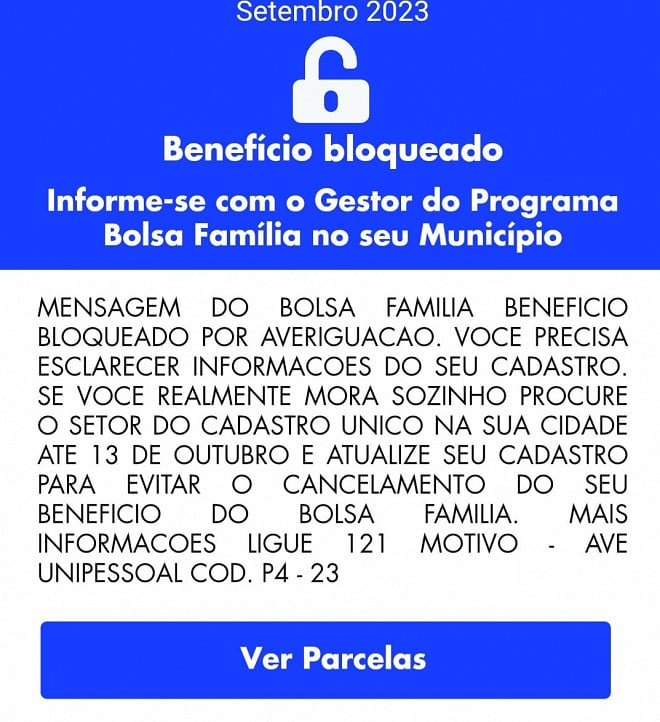 Bolsa Família bloqueado Quanto tempo leva para regularizar o benefício