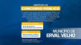 Concurso Erval Velho-SC: Sai edital com vagas de até R$ 19.241