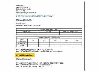 Como será o resultado do CNU - bloco 1 a 7