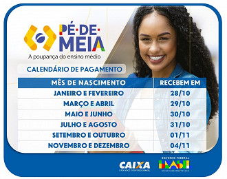 Calendário do Pé de Meia de Outubro - Fonte: Caixa