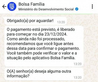 Consulta ao Bolsa Família de dezembro abre no dia 03.